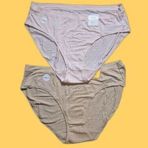 Alfani Panties High Cut Pink & Ivory Size 1X Plus Size Ultra Soft Stretch - TWO